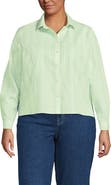 Lands' End Plus Size No Iron Boxy Cropped Shirt