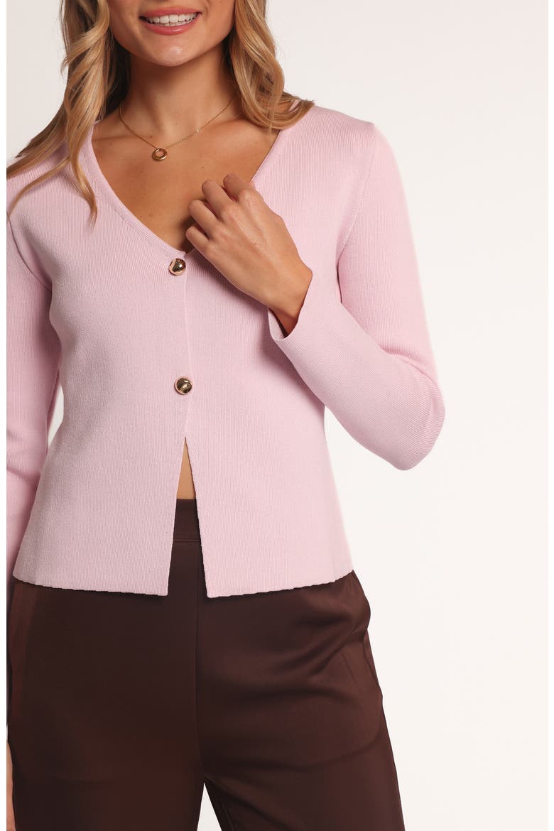 Perla V-Neck Split Front Cardigan, Alternate, color, PINK