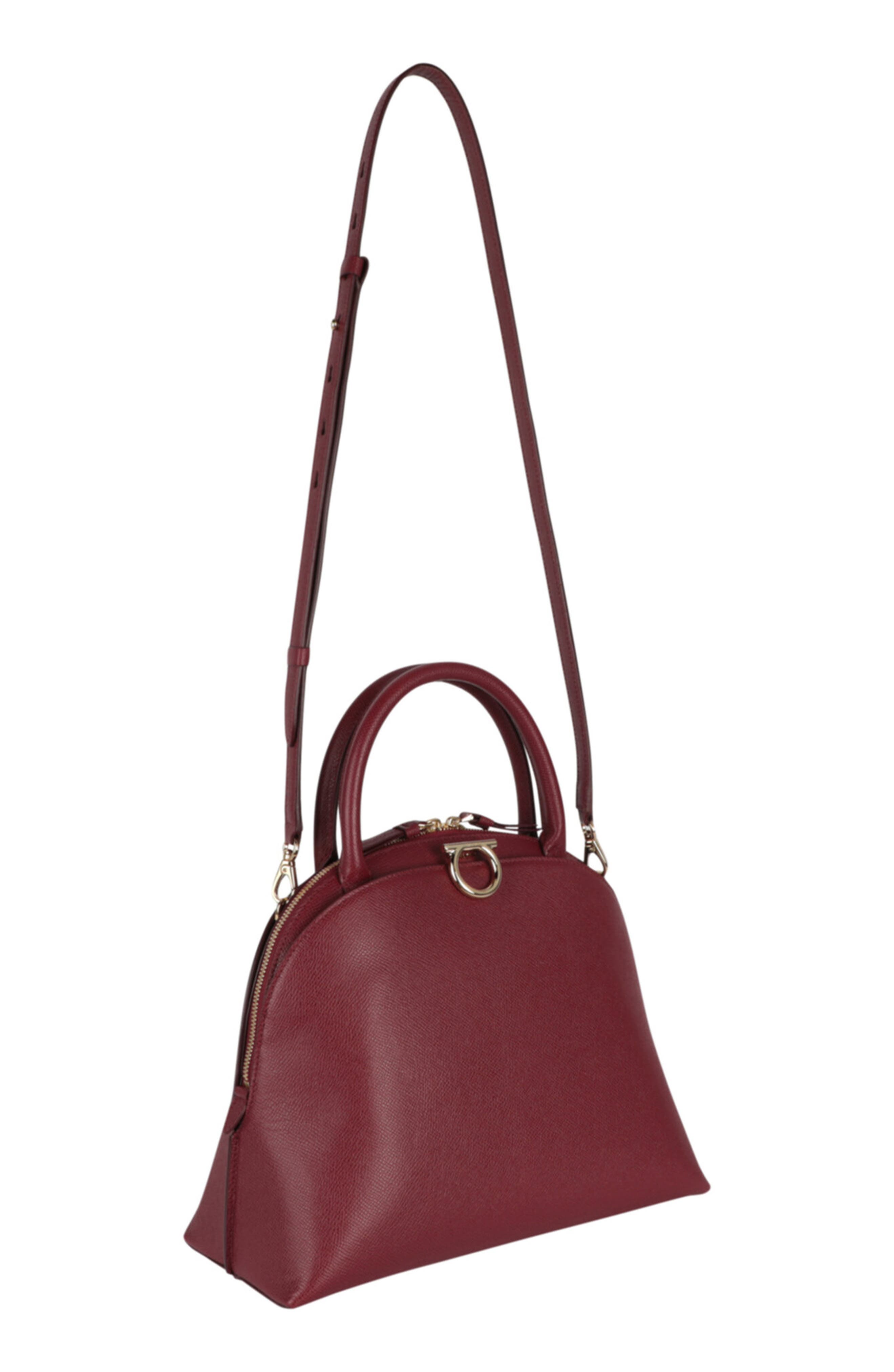 FERRAGAMO Gancini Medium Top Handle Bag, Alternate, color, Burgundy