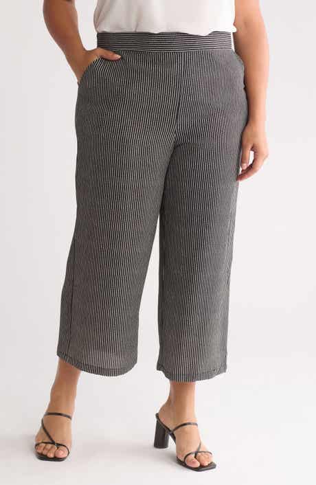 Wide Leg Crop Crepe Pants