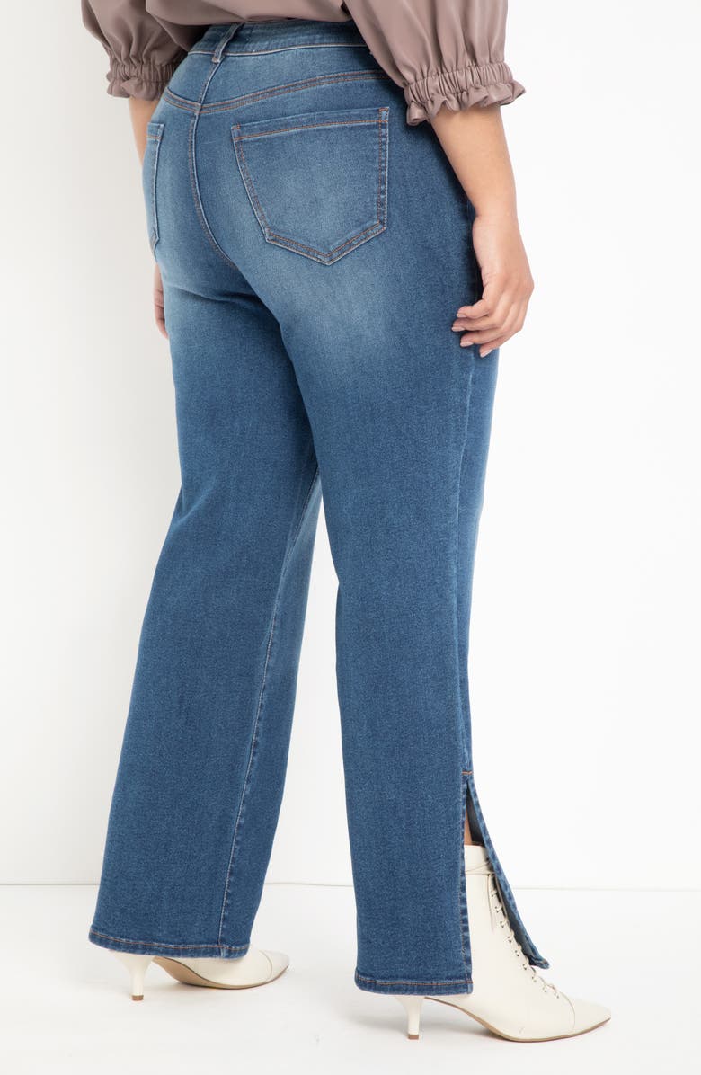 ELOQUII Slit Hem Jeans, Alternate, color,