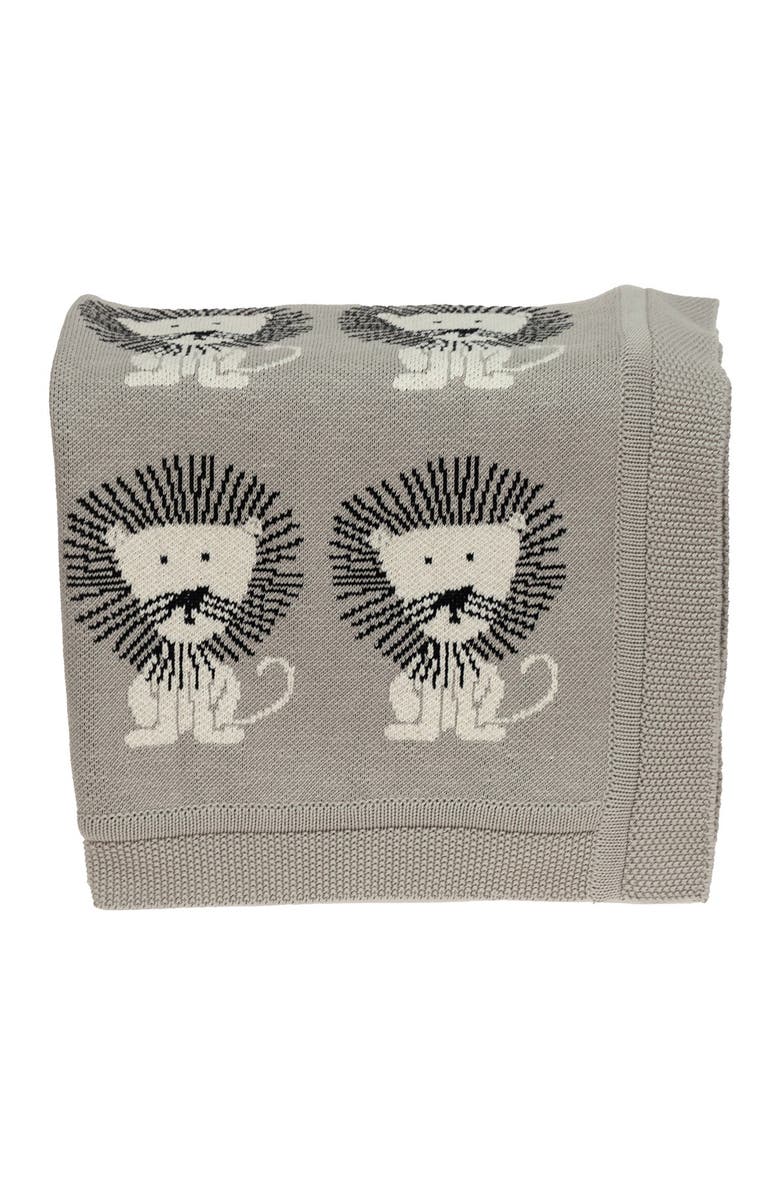 PARKLAND COLLECTION Lion King Transitional Light Grey Knitted 32" x 40" Baby Blanket, Alternate, color, Light Grey