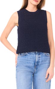 1.STATE Open Stitch Cotton Blend Sweater Tank