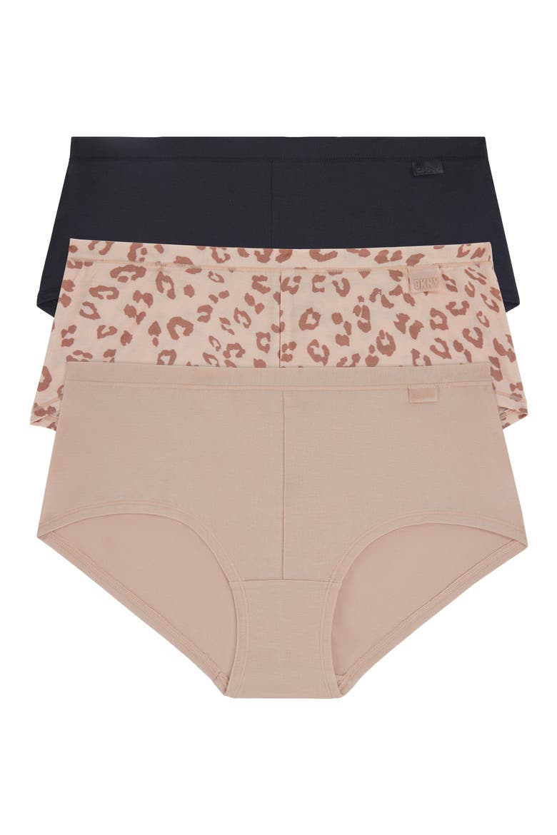 Assorted 3-Pack Stretch Modal Boyshorts, Main, color, BLACK/ ANIMAL/ CASHMERE