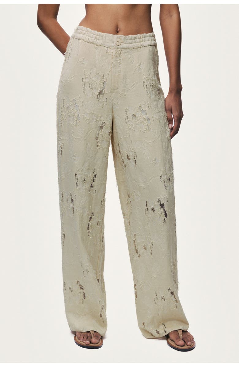 Nocturne Jacquard Wide Leg Trousers, Alternate, color, Ivory