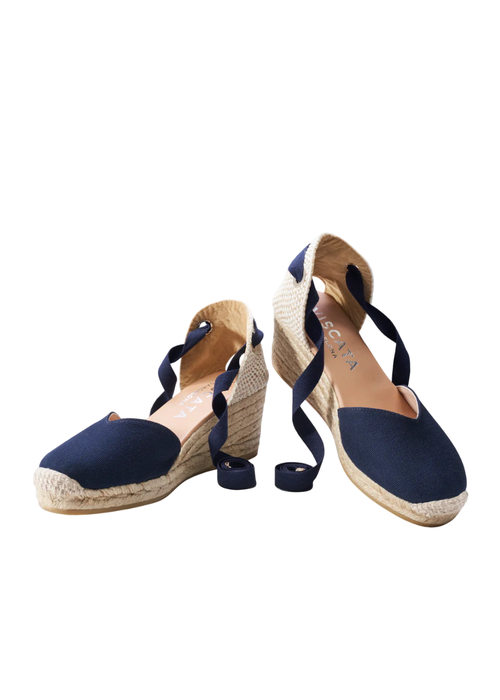 Viscata Gava Canvas Espadrille Wedges In Navy