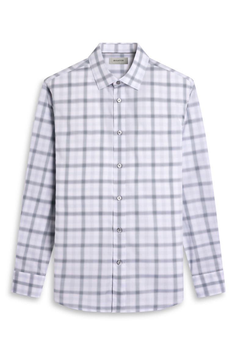 Julian Shaped Fit Check Stretch Cotton Button-Up Shirt, Alternate, color, PLATINUM