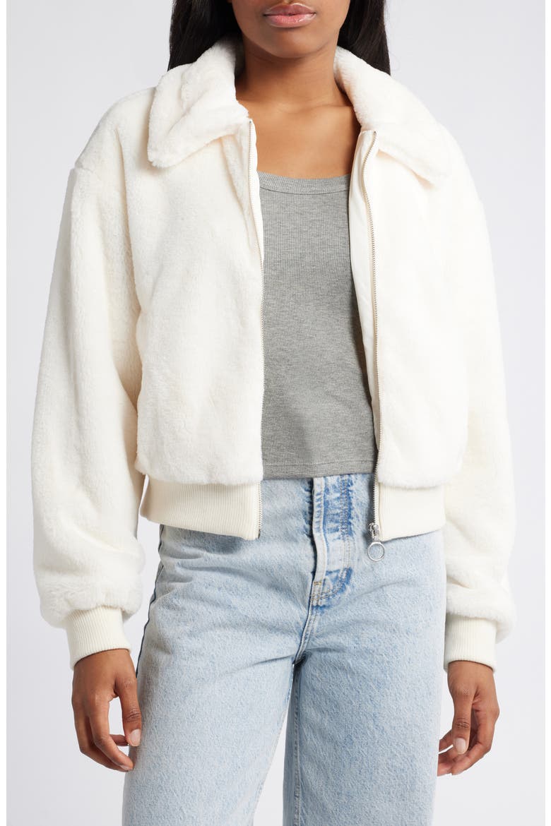 Faux Fur Jacket, Main, color, IVORY