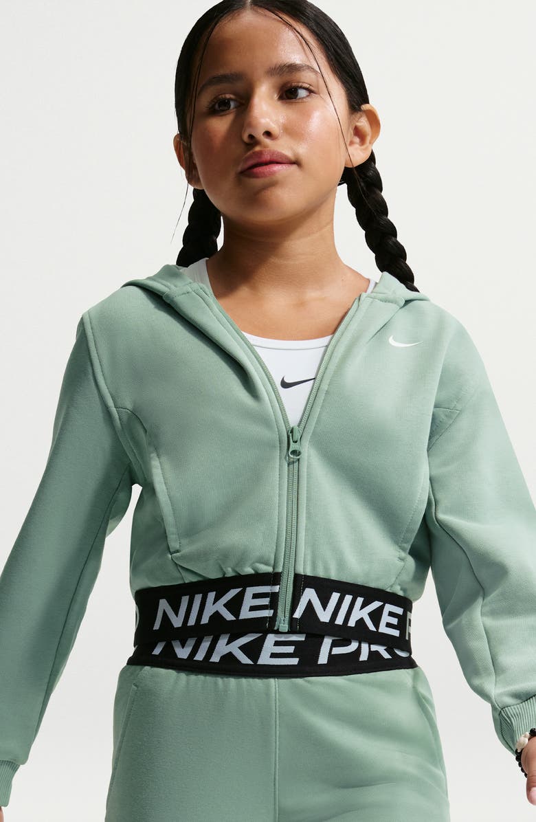 Nike Kids' Pro Fit Dri-FIT Full Zip Hoodie, Alternate, color, Steam/ Black/ White