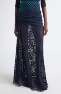 Rabanne Embroidered Ruched Stretch Lace Skirt