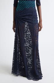 Rabanne Embroidered Ruched Stretch Lace Skirt