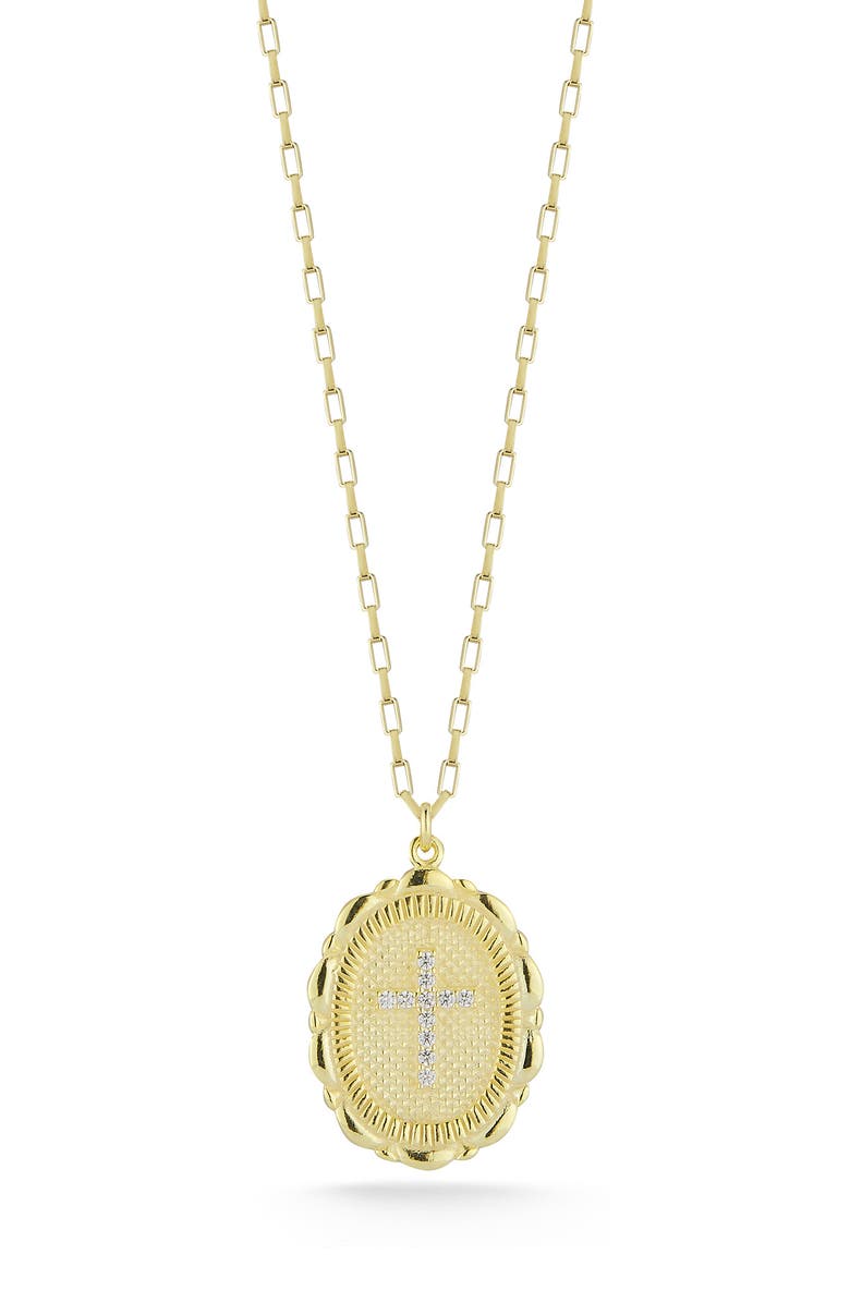 SPHERA MILANO CZ Cross Pendant Necklace, Main, color, Gold