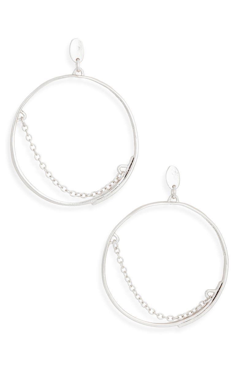 Karine Sultan Swing Chain Hoop Drop Earrings, Main, color, Silver
