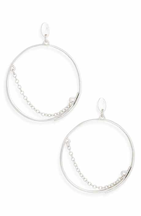 Karine Sultan Swing Chain Hoop Drop Earrings