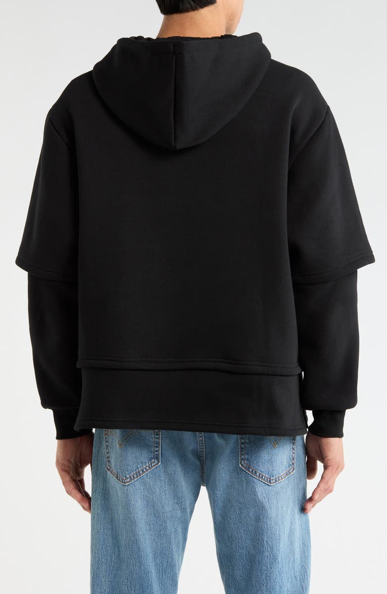 Von Dutch Layered Fleece Pullover Hoodie, Alternate, color, Jet Black