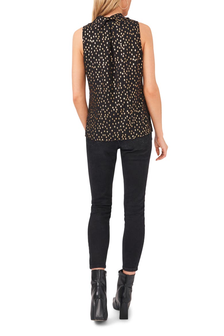 Sleeveless Foil Dot Cowl Neck Chiffon Blouse, Alternate, color, RICH BLACK