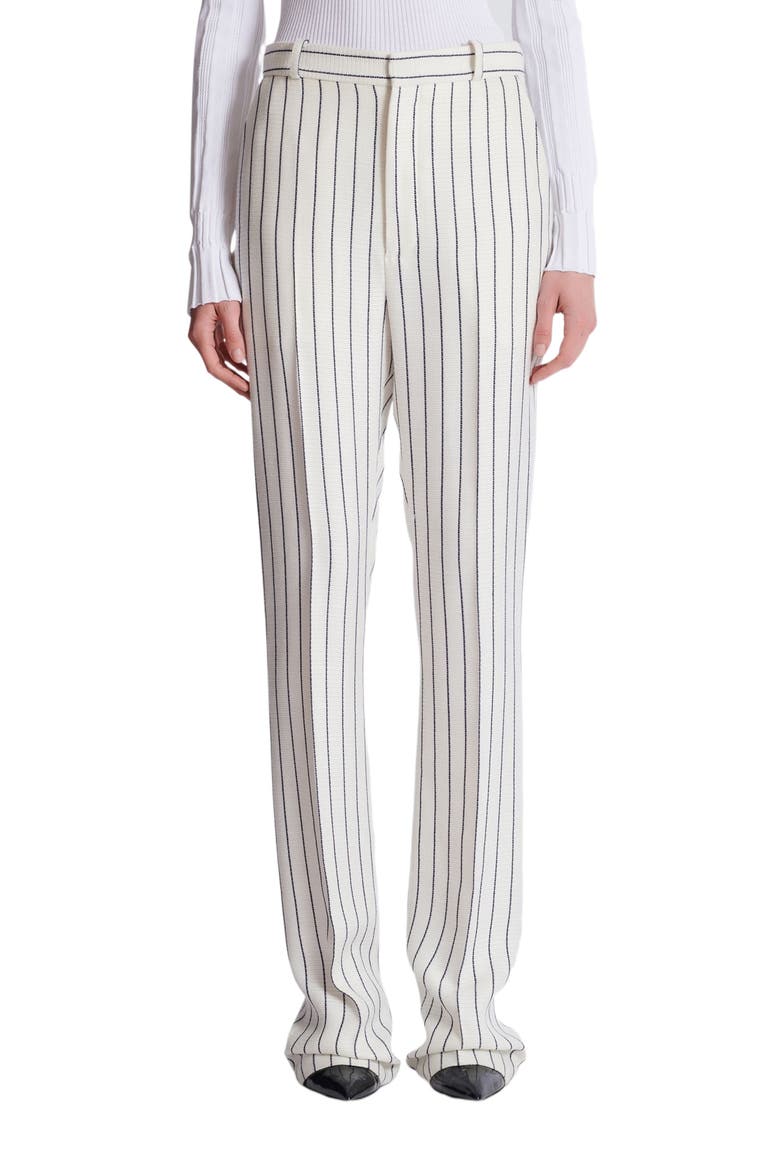 Straight-leg pinstripe trousers, Alternate, color, white