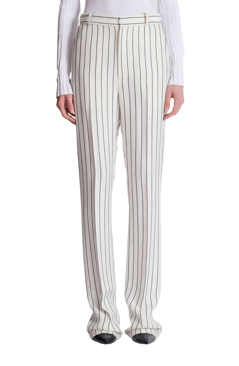 Balmain Straight-leg pinstripe trousers, Alternate, color, White