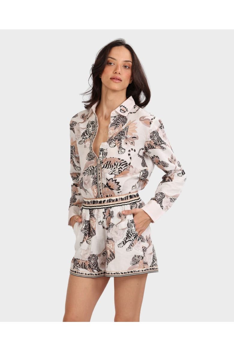 Short Lotus Tiger, Main, color, Ecru