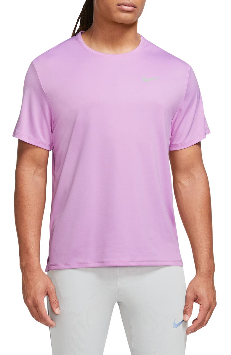 Nike Dri-FIT UV Miler Short Sleeve Running Top, Main, color, Rush Fuchsia/ Reflective Silv