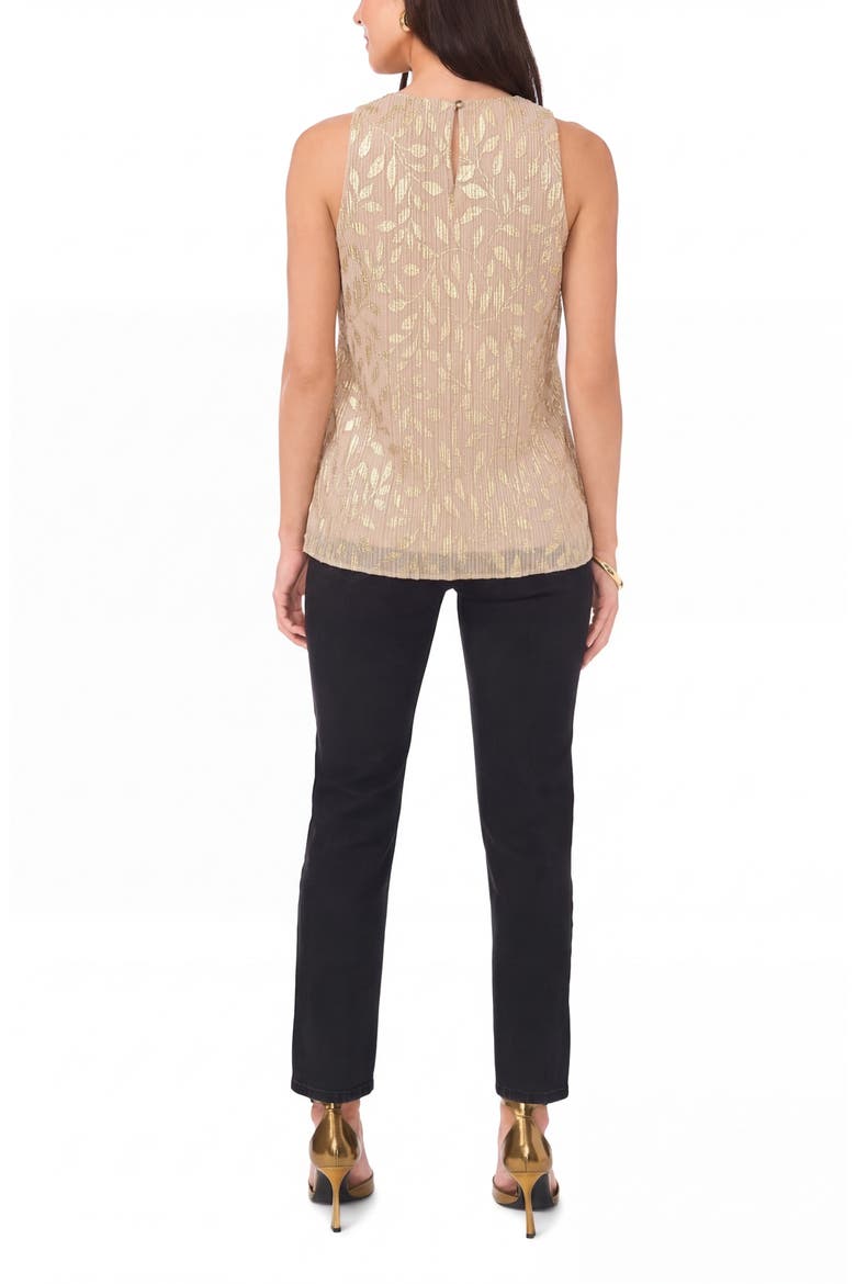 Shirred Foil Print Tank, Alternate, color, GOLD