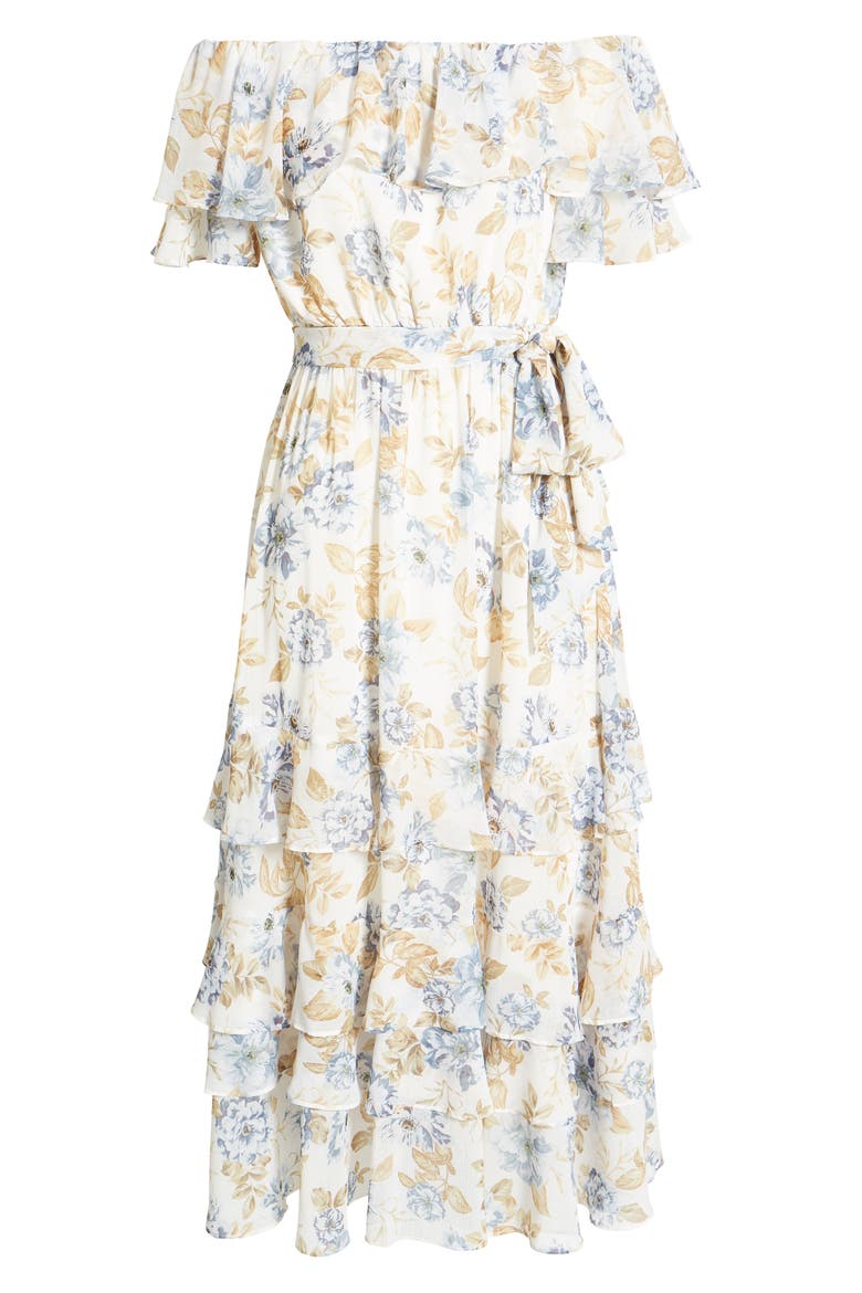 Eugena Floral Ruffle Off the Shoulder Maxi Dress, Alternate, color, WINFEILD FLORAL