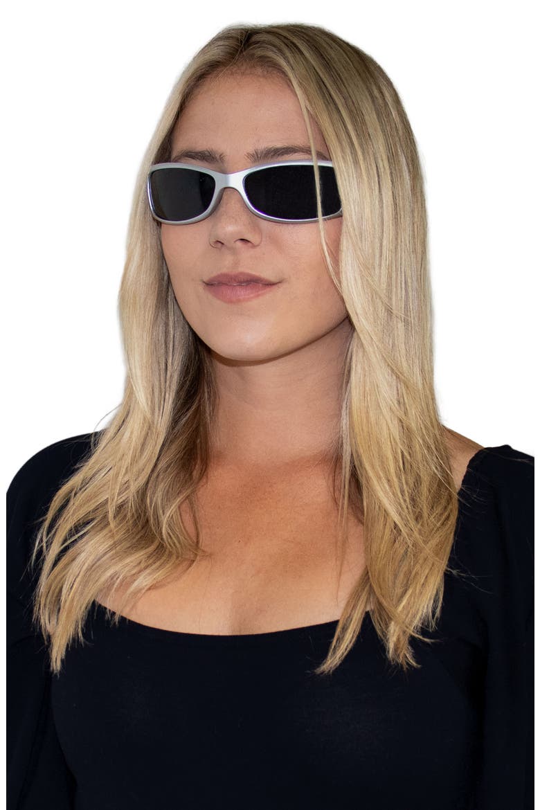 Rocket 67mm Polarized Wraparound Sunglasses, Alternate, color, SILVER/ BLACK