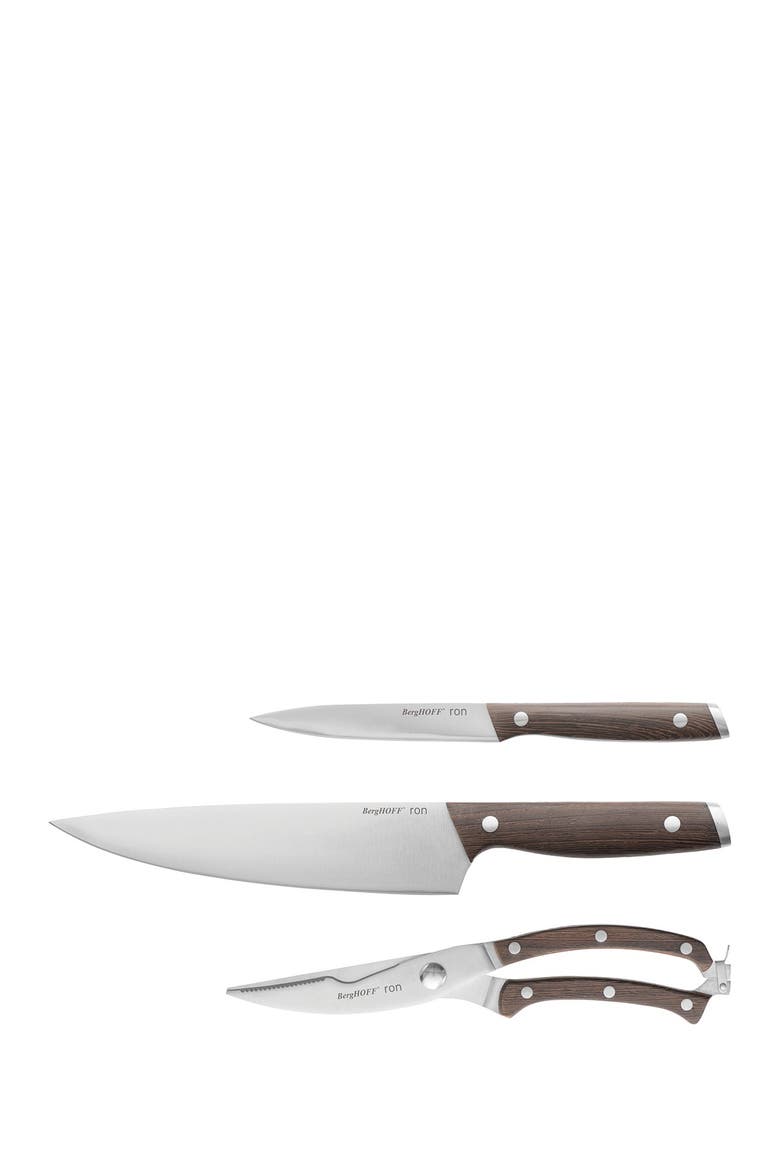 Black Ron 3-Piece Knife Set, Main, color, NATURAL