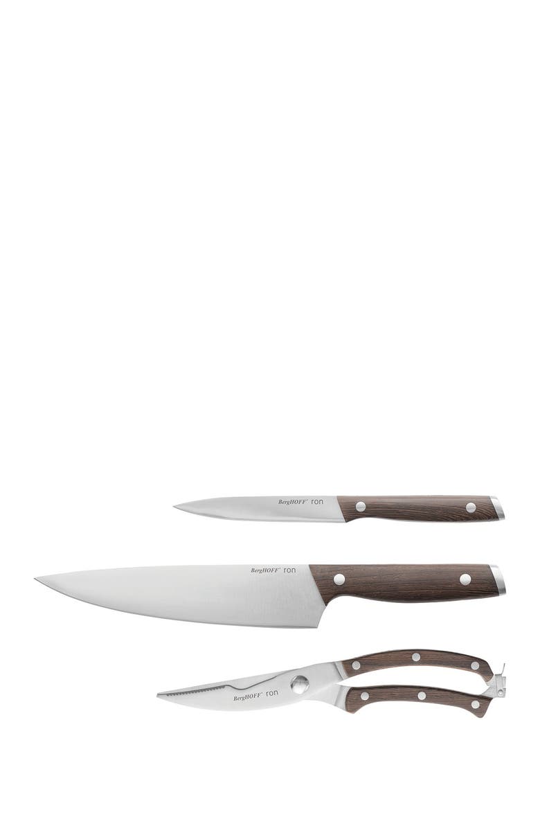 BergHOFF Black Ron 3-Piece Knife Set, Main, color, Natural