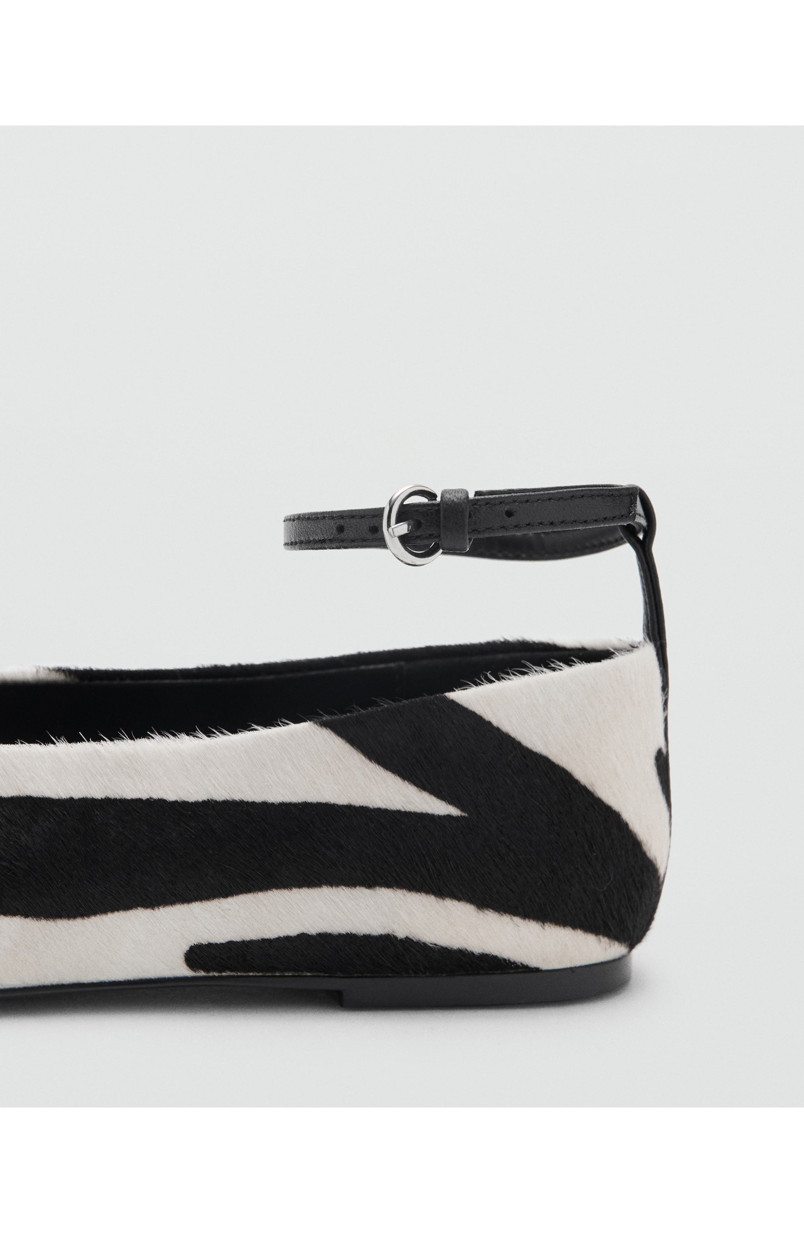 MANGO Genuine Calf Hair Ankle Strap Flat, Alternate, color, 