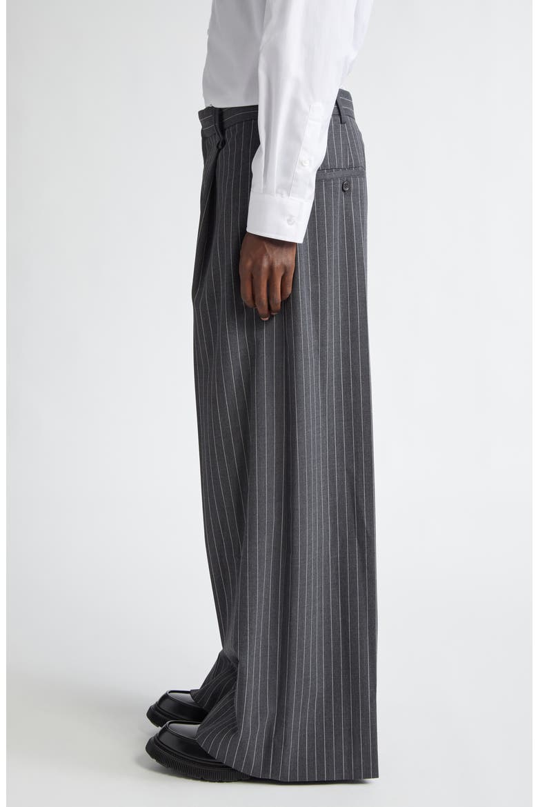 Wide Leg Pinstripe Trousers, Alternate, color, GREY