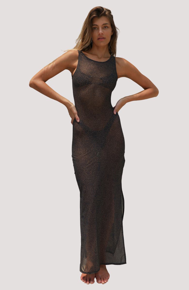 Stone Fox Swim Konda Sheer Mesh Cover-Up Maxi Dress, Alternate, color, 