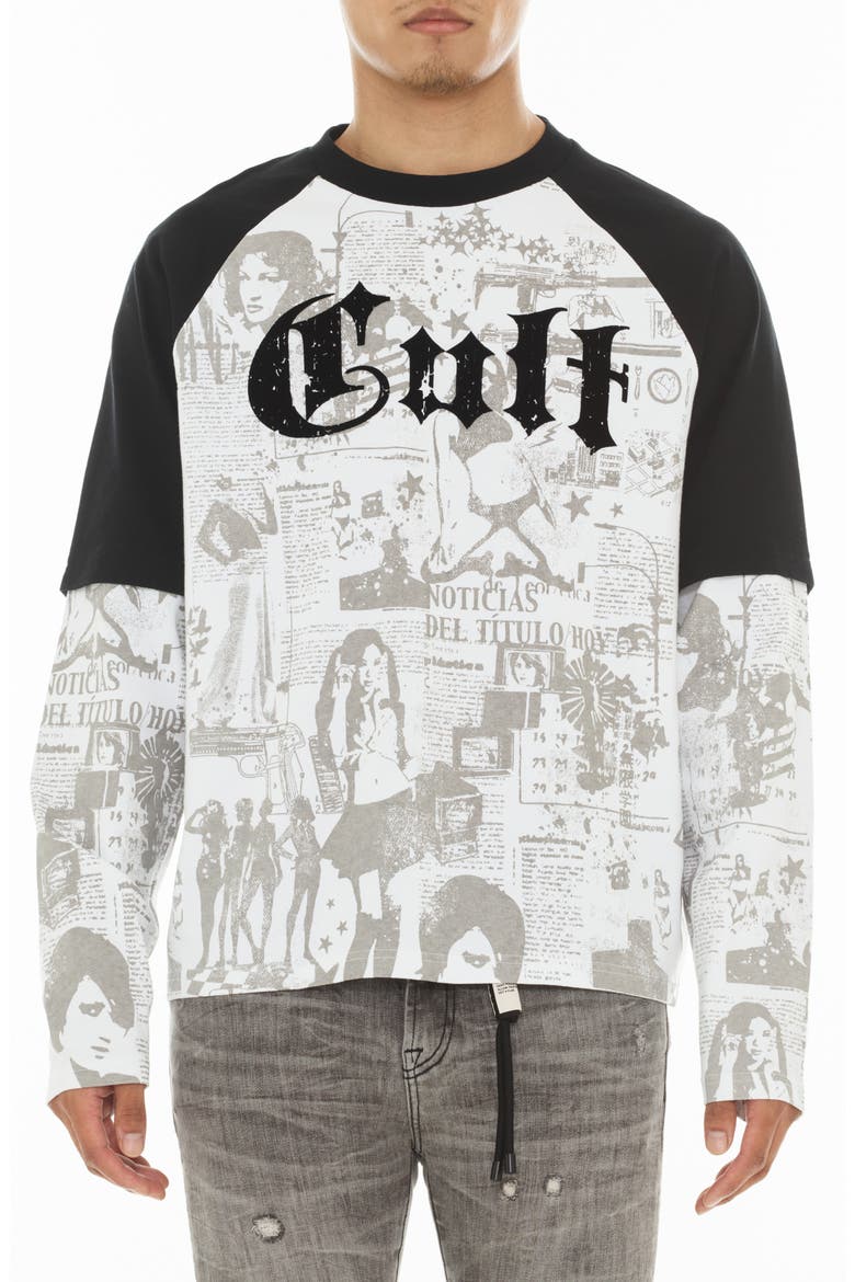 Layered Long Sleeve Raglan T-Shirt, Main, color, WHITE