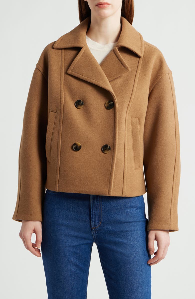 Michael Kors Drop Shoulder Oversize Crop Coat, Main, color, Dark Camel