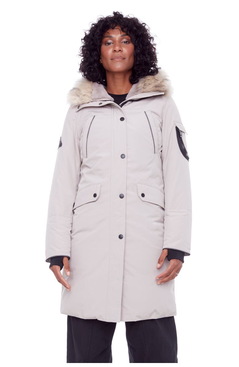 Alpine North LAURENTIAN - Vegan Down Long Parka Winter with Faux Fur Hood, Alternate, color, Taupe