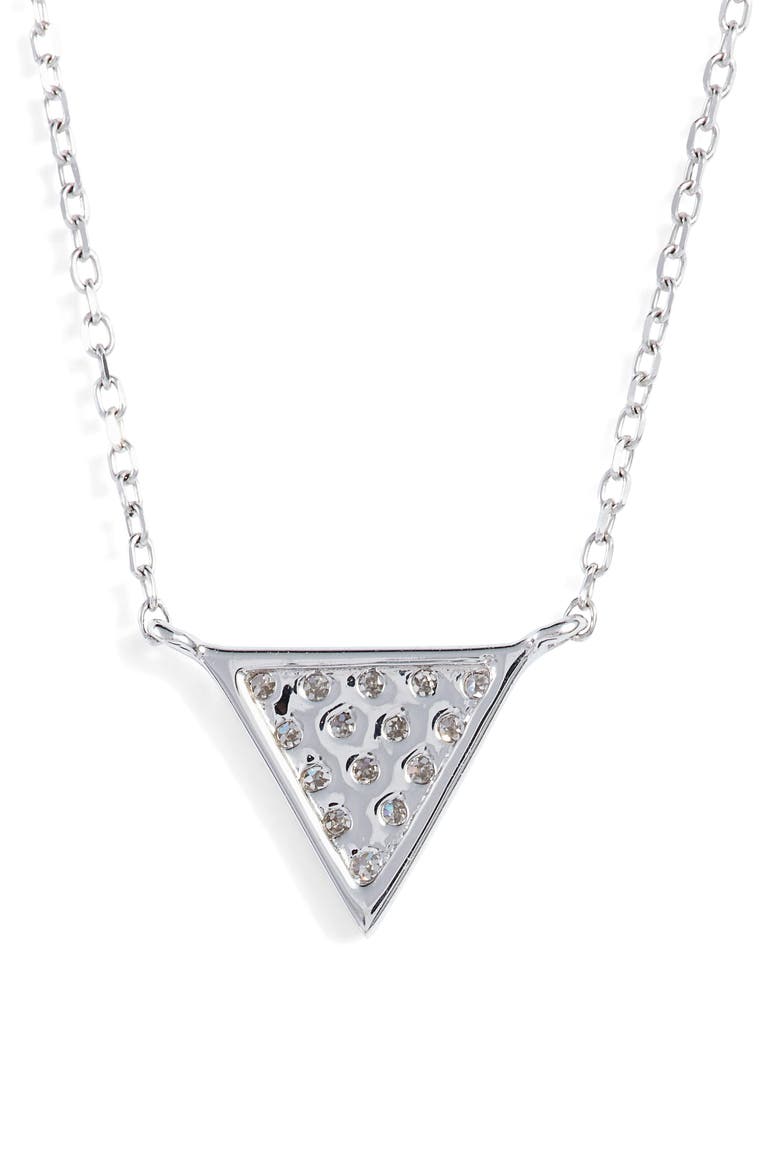 'Emily Sarah' Diamond Triangle Pendant Necklace, Alternate, color, WHITE GOLD