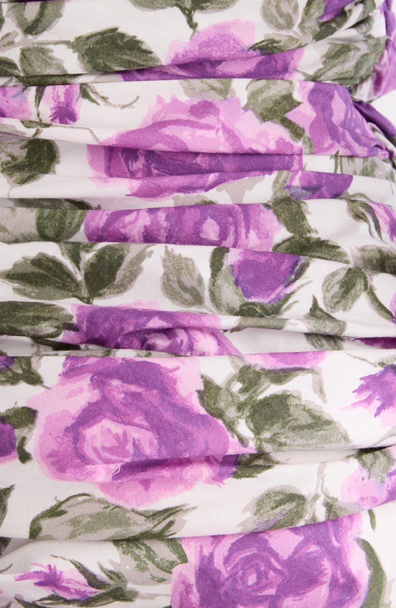 Chloé Roses Print Organic Cotton Poplin Dress, Alternate, color, White - Purple