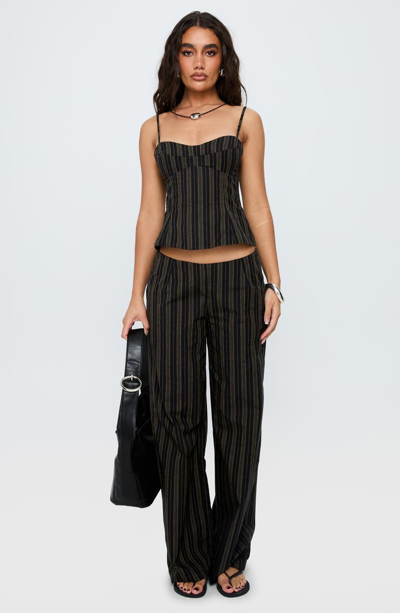 Princess Polly Kierstyn Stripe Crop Cotton Top & Wide Leg Pants Set, Alternate, color, 