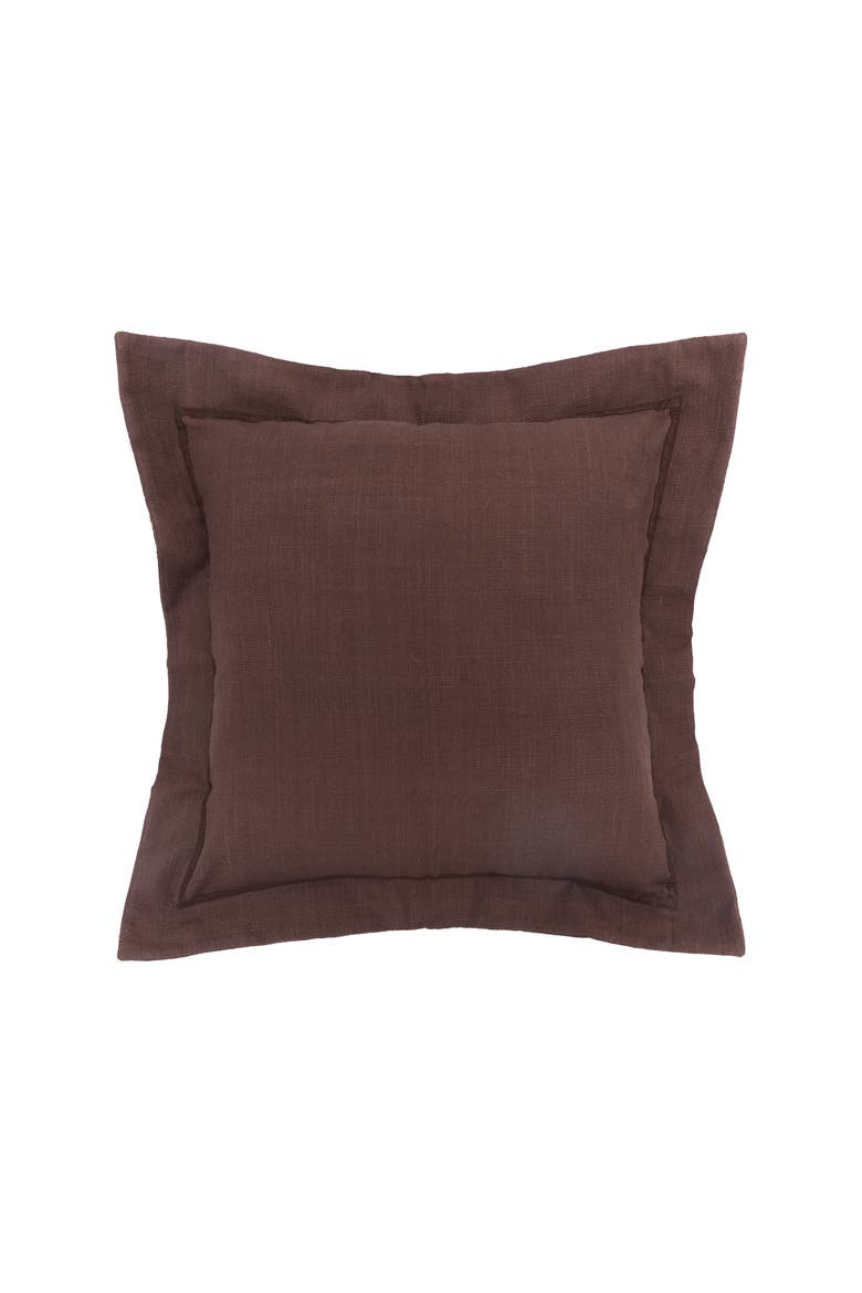 Cocoa Flange Cotton Blend Accent Throw Pillow 18" x 18", Main, color, Brown