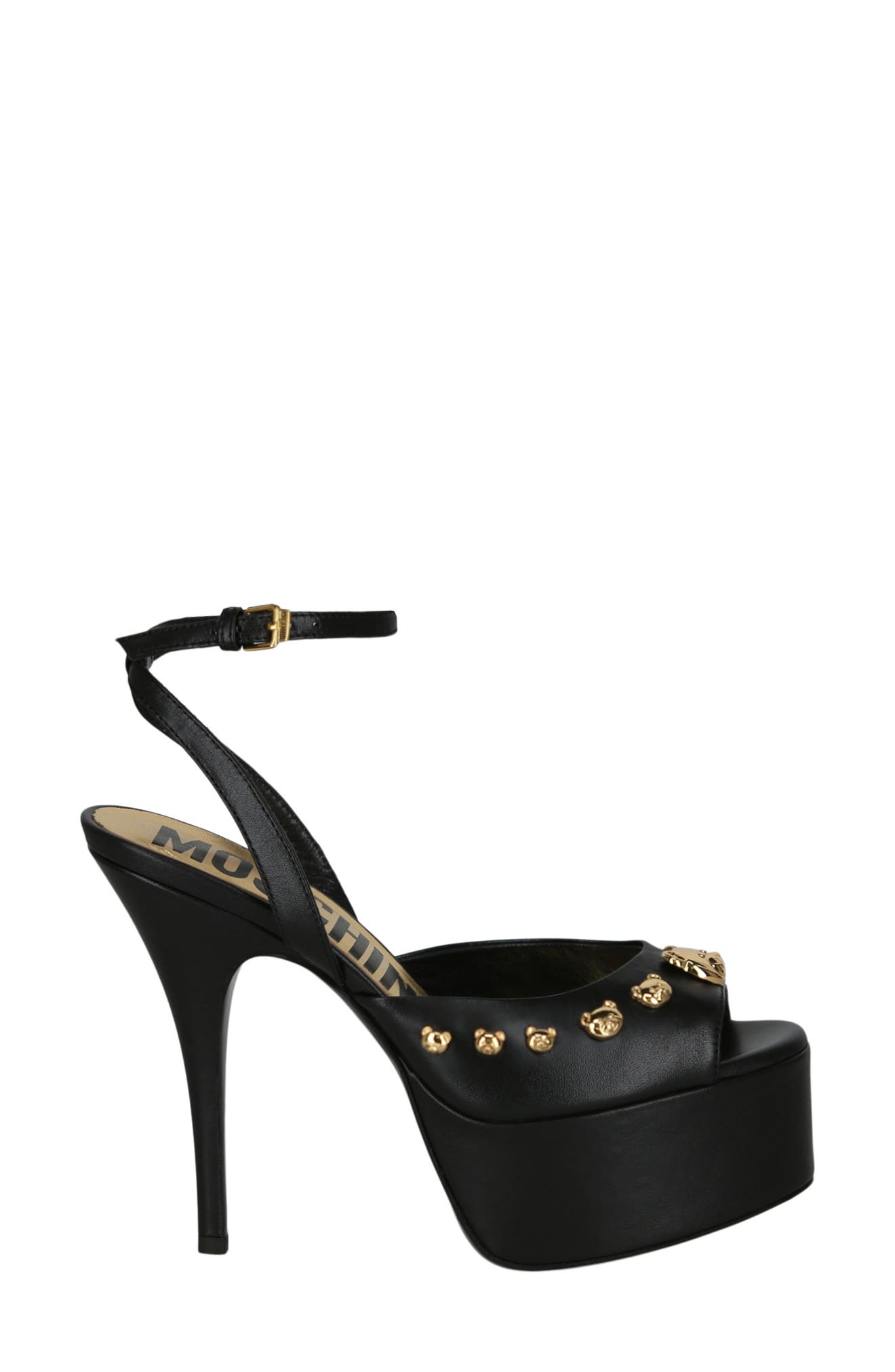 Moschino Teddy Bear Studded Ankle Strap Platform Sandal, Alternate, color, 