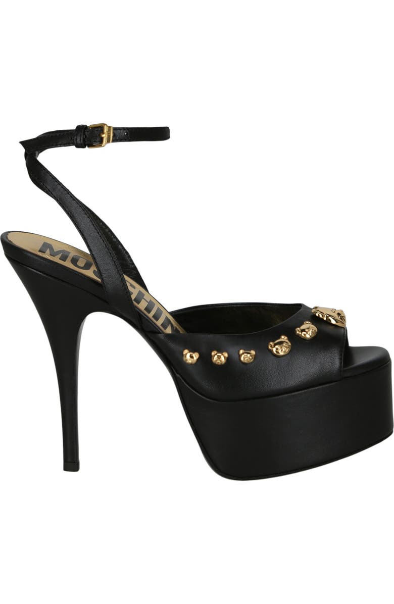 Moschino Teddy Bear Studded Ankle Strap Platform Sandal, Alternate, color,