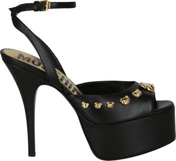 Teddy Bear Studded Ankle Strap Platform Sandal