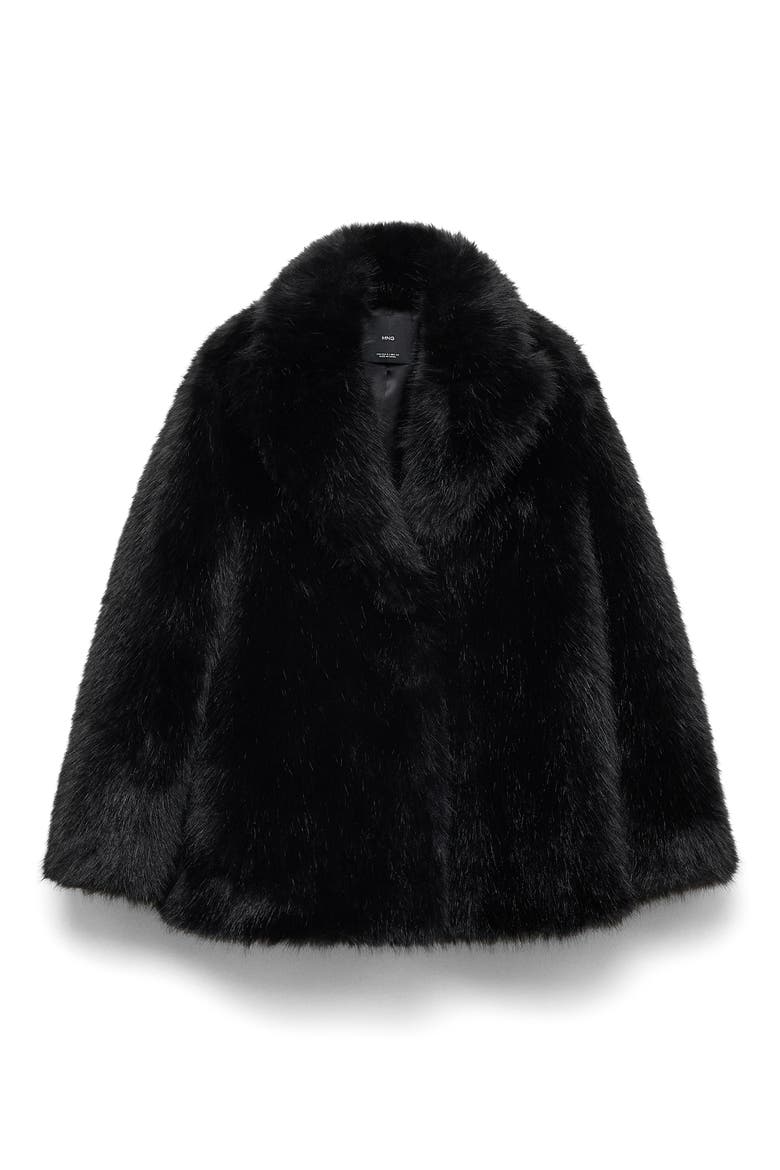 Faux Fur Coat, Alternate, color, BLACK