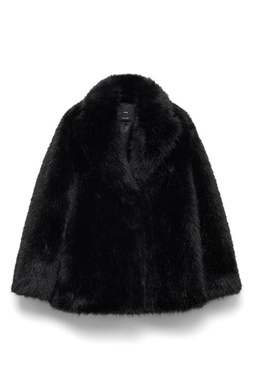Mango Faux Fur Coat In Black
