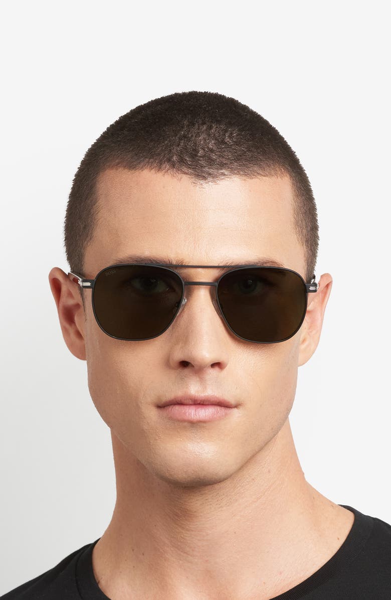 BOSS 56mm Rectangular Sunglasses, Alternate, color, 