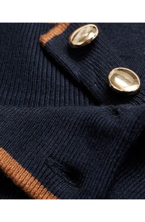 Mango Perkins Stripe Mock Neck Sweater In Blue