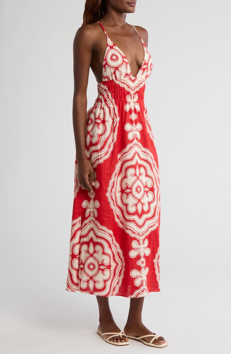 lemlem Gete Linen Triangle Dress, Alternate, color, Niku Red