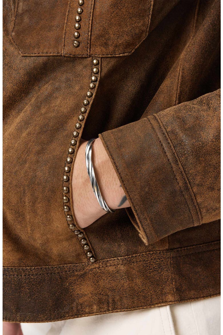 Carson Stud Detail Suede Jacket, Alternate, color, TOFFEE