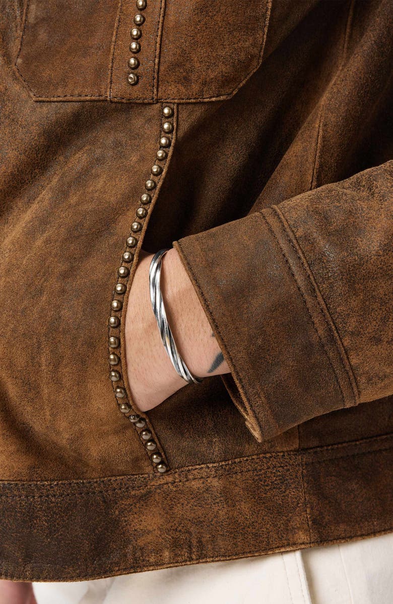 John Varvatos Carson Stud Detail Suede Jacket, Alternate, color, Toffee