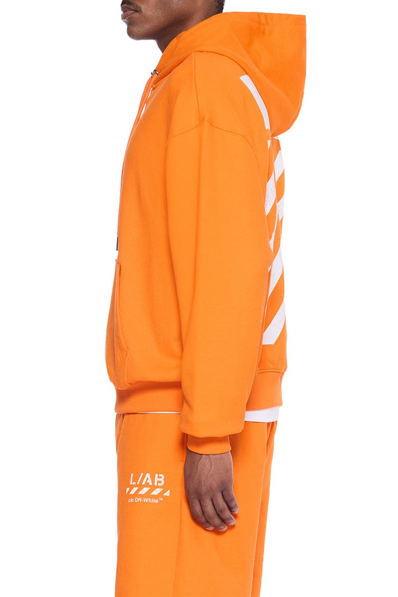 Diagonal Stripe Logo Cotton French Terry Graphic Hoodie, Alternate, color, ORANGE TIGER